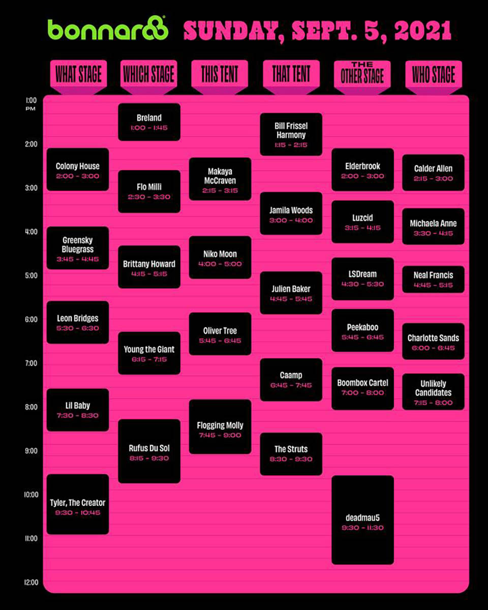 Bonnaroo 2021 schedule